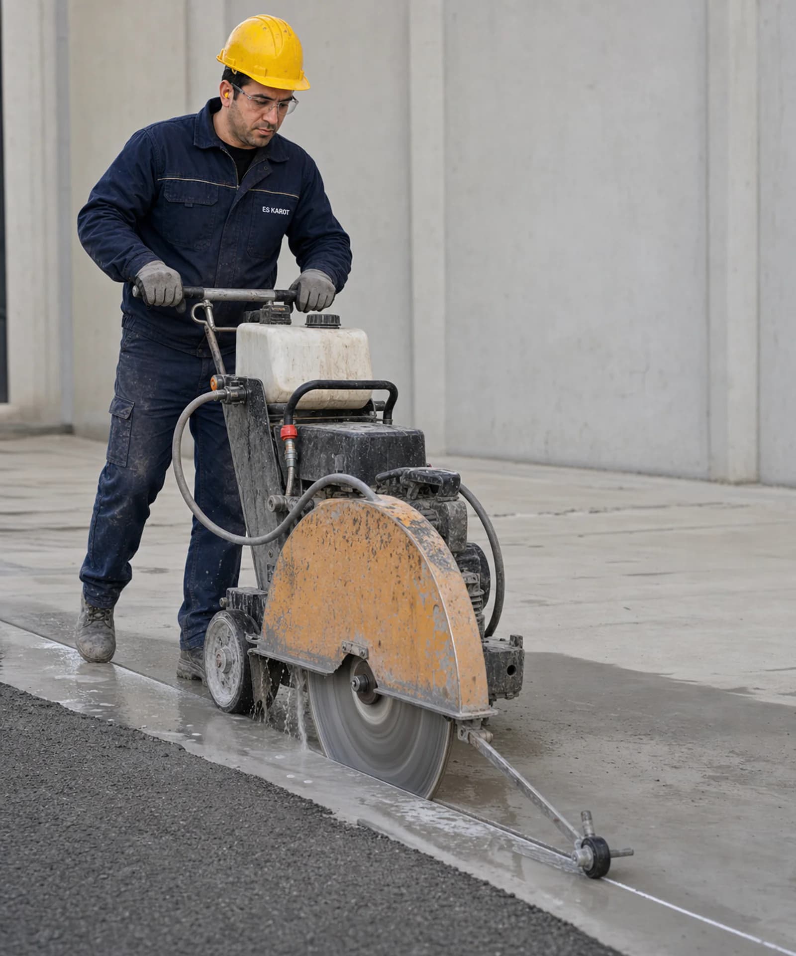 Asfalt, beton ve derz kesim uygulaması