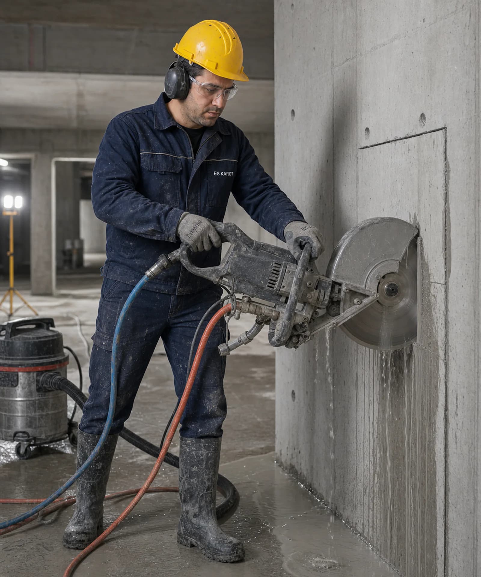 Beton kesme uygulaması