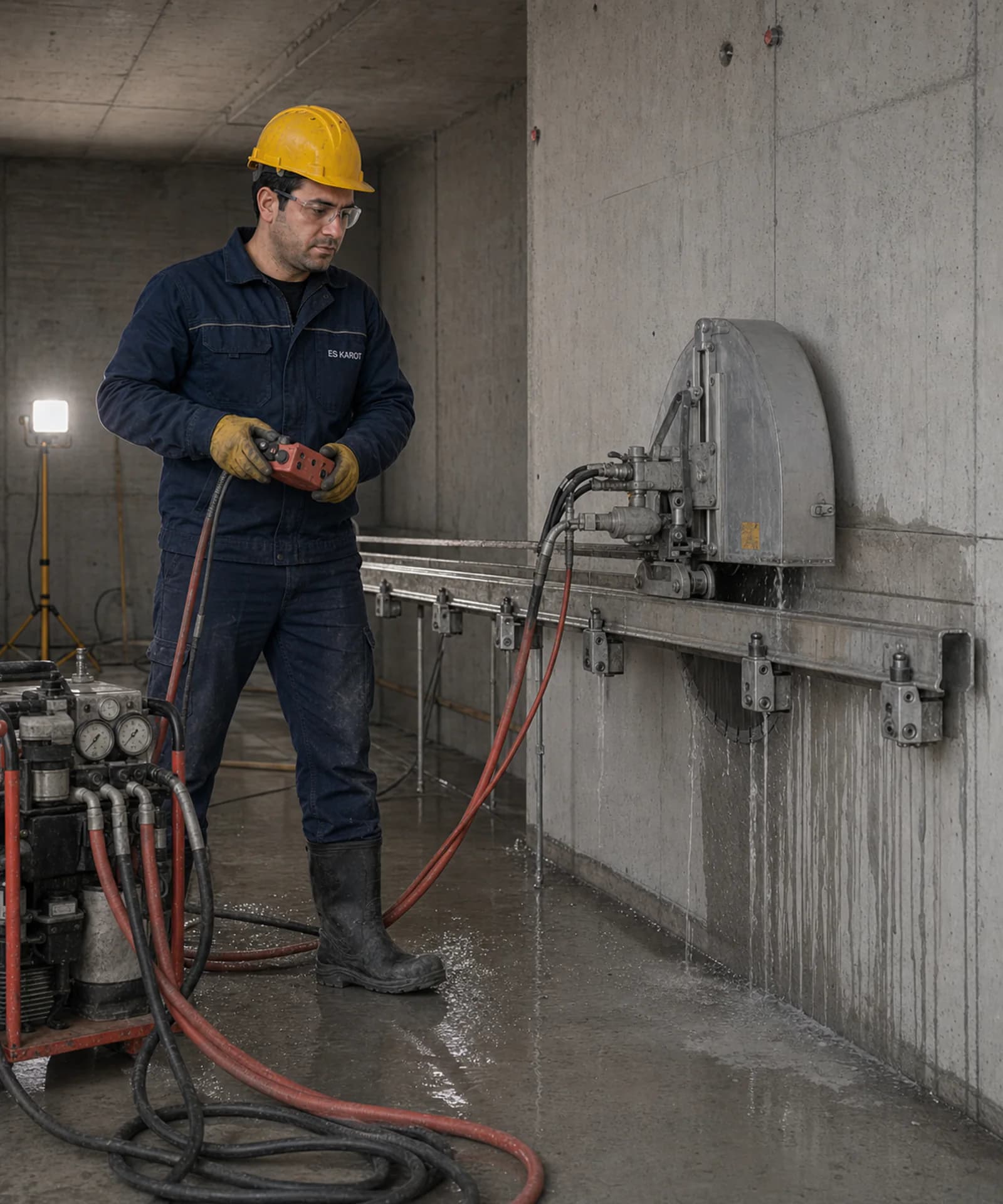 Hidrolik raylı beton kesim uygulaması
